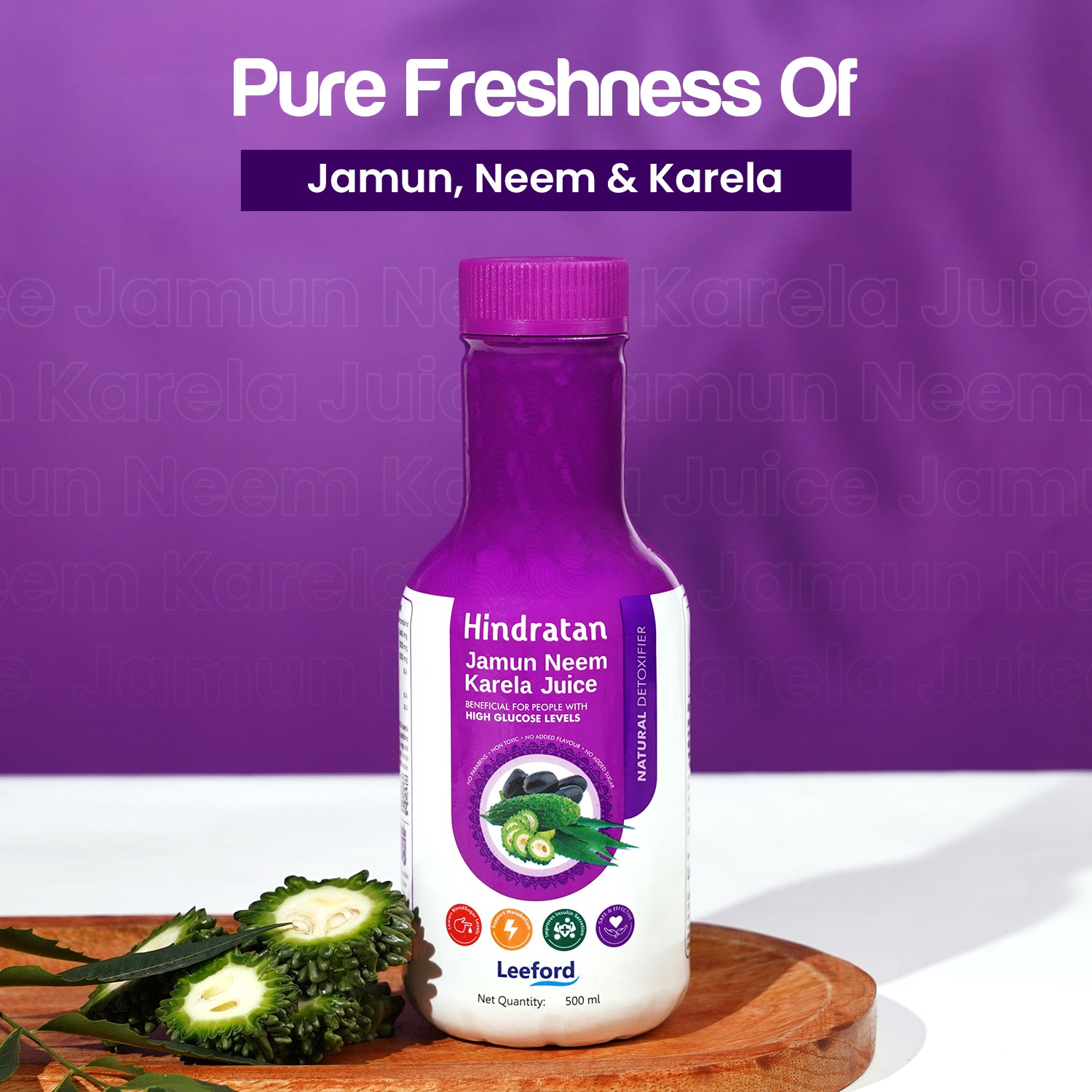 Jamun Neem Karela Juice for Blood Sugar Management (500 ml)