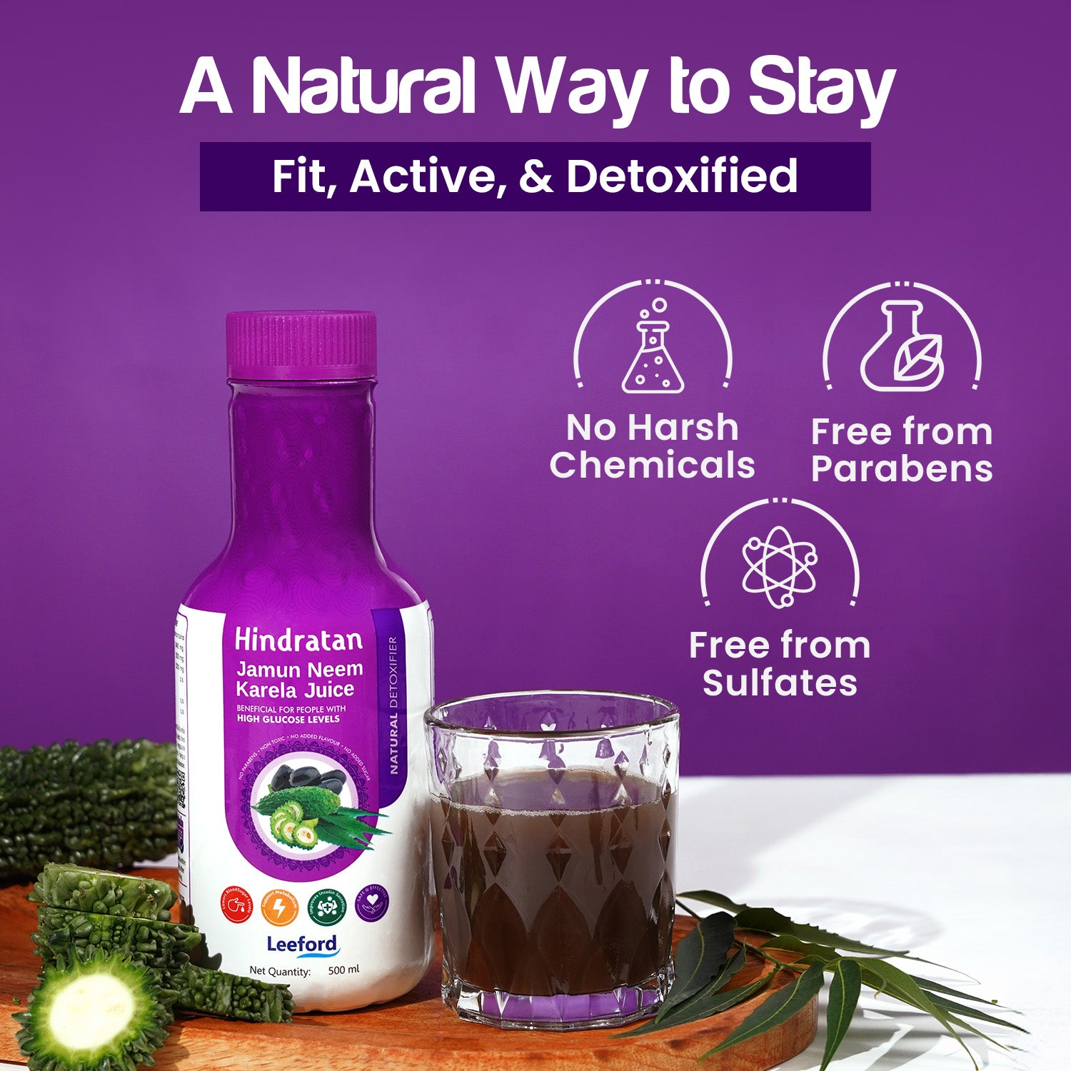 Jamun Neem Karela Juice for Blood Sugar Management (500 ml)